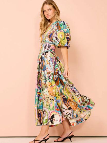 GAELLE - ELEGANT V-NECK LONG DRESS