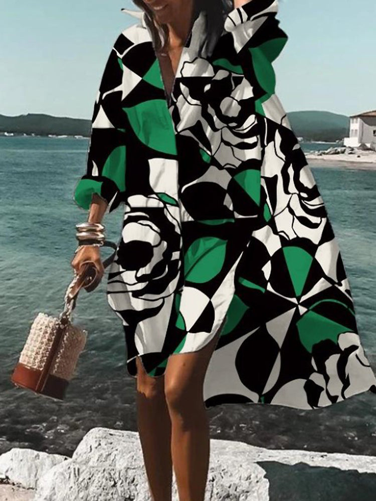 CAROLINE - RETRO DRAPE SHIRT DRESS