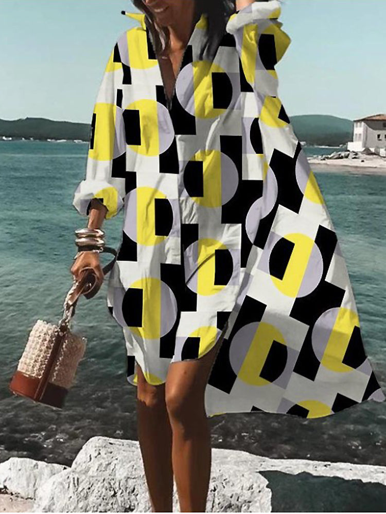 CAROLINE - RETRO DRAPE SHIRT DRESS