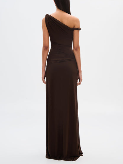 UDESSA - MOCHA TEXTURED WEAVE MAXI DRESS