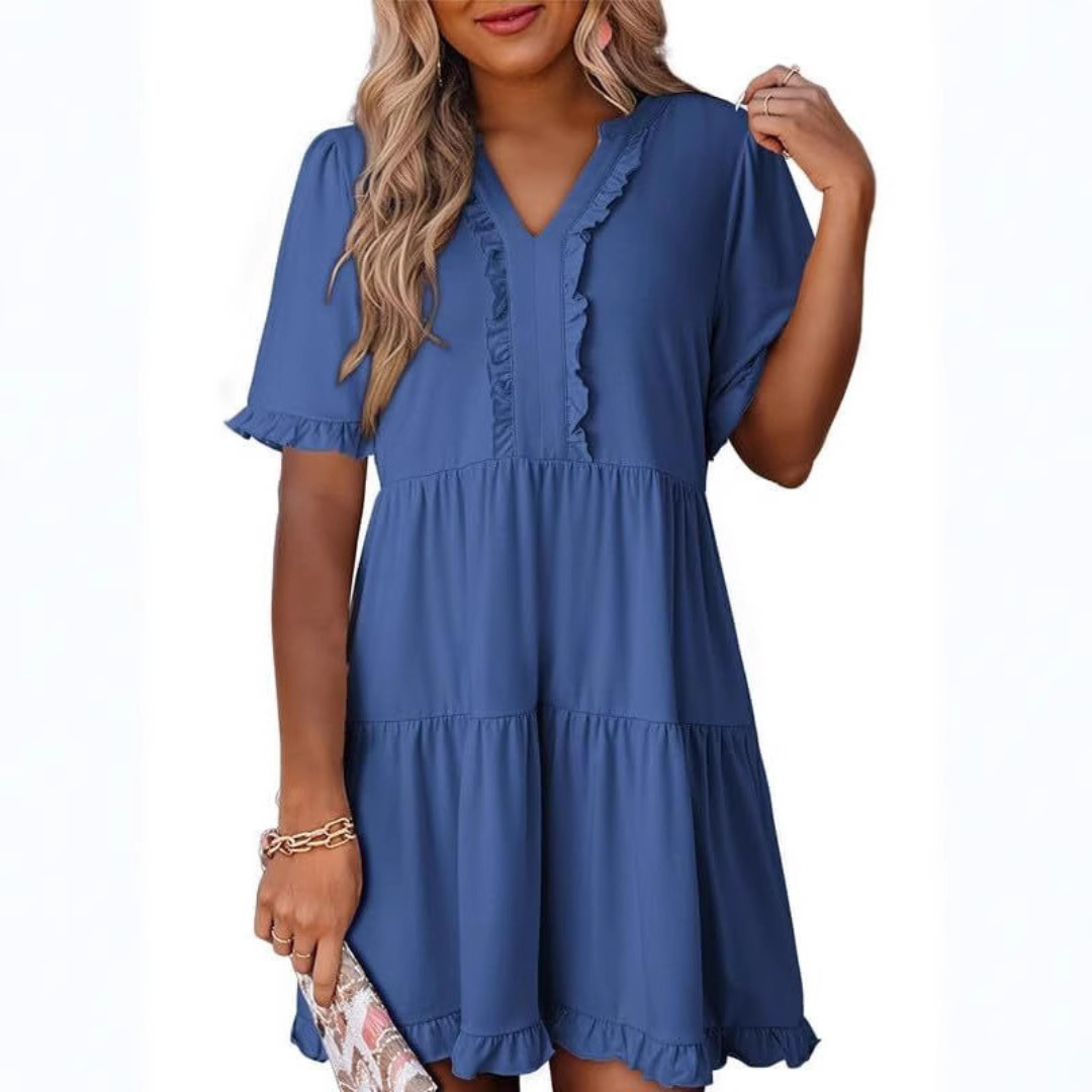 MARGO - RELAXED V-NECK SHORT DRESS
