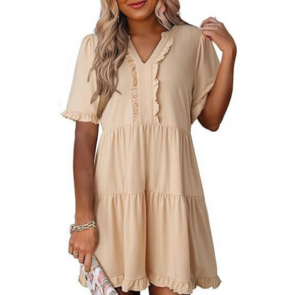 MARGO - RELAXED V-NECK SHORT DRESS