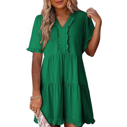 MARGO - RELAXED V-NECK SHORT DRESS