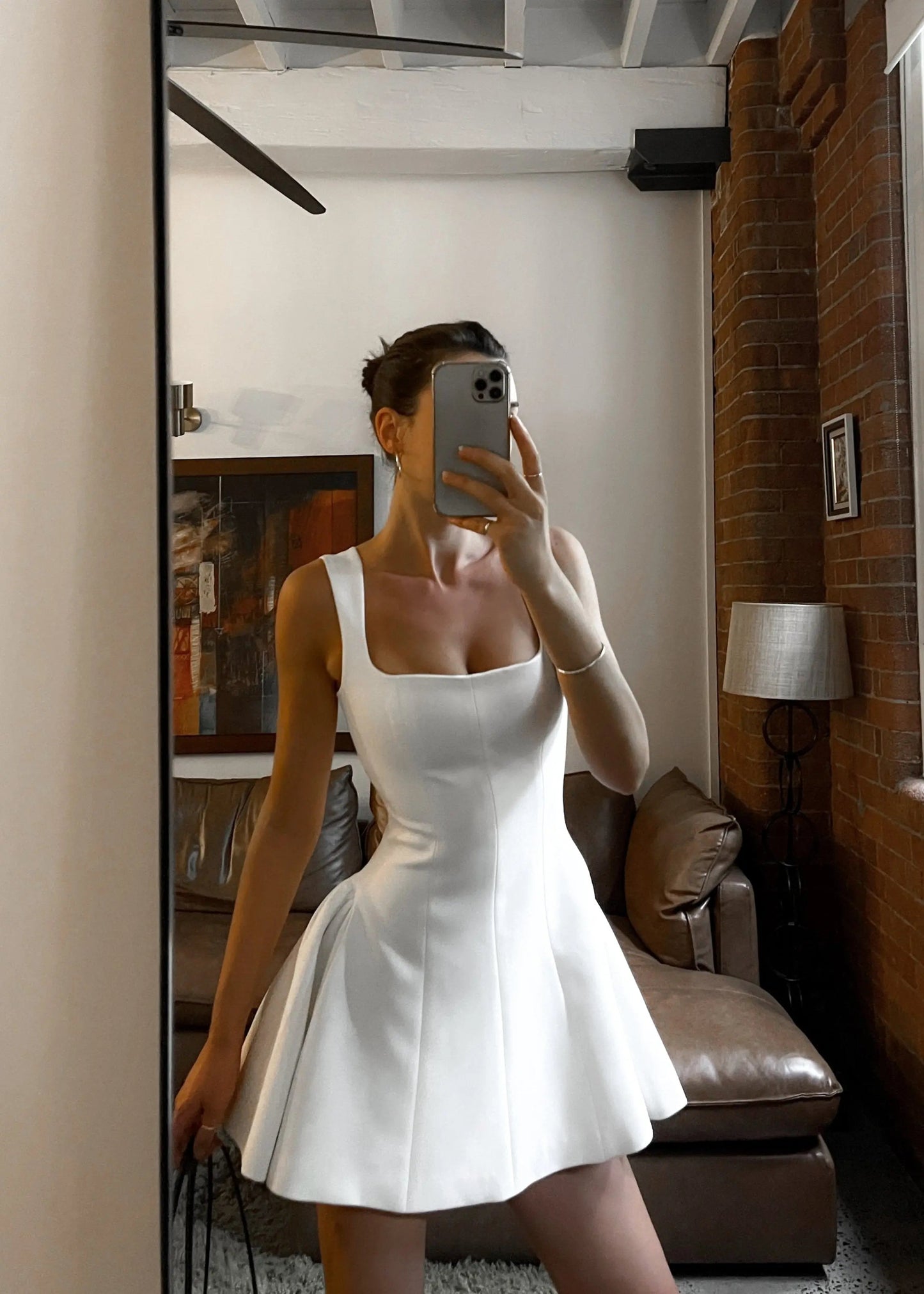 SHAIRA - WHITE SKATER DRESS WITH WIDE STRAPS