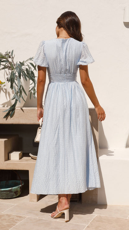 EIRE - ELEGANT V-NECK PUFF SLEEVE MAXI SUN DRESS