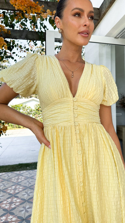 EIRE - ELEGANT V-NECK PUFF SLEEVE MAXI SUN DRESS