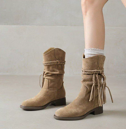 Aurora® | Suede Ankle Boots with Fringes