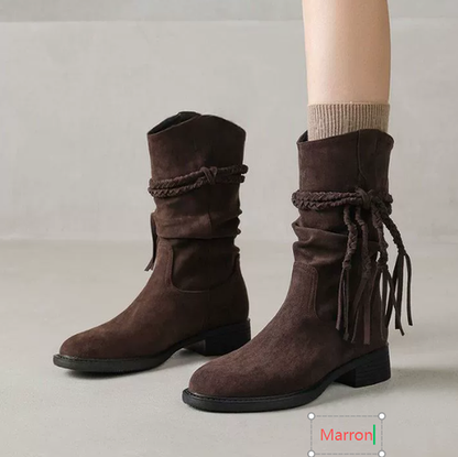 Aurora® | Suede Ankle Boots with Fringes