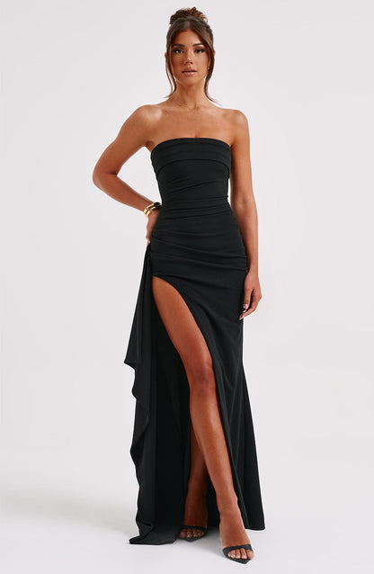 AELRED - STRAPLESS SLIT MAXI DRESS