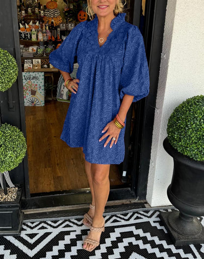 RUCILLA - PUFF SLEEVE LEAF MINI DRESS