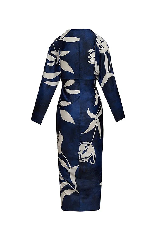 EUGENIA - BRAZILIAN INSPIRED PRINT RUCHED SLIT DRESS