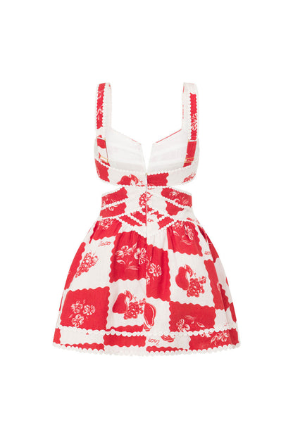 ASINETH - FLIRTY RED AND WHITE MINI DRESS