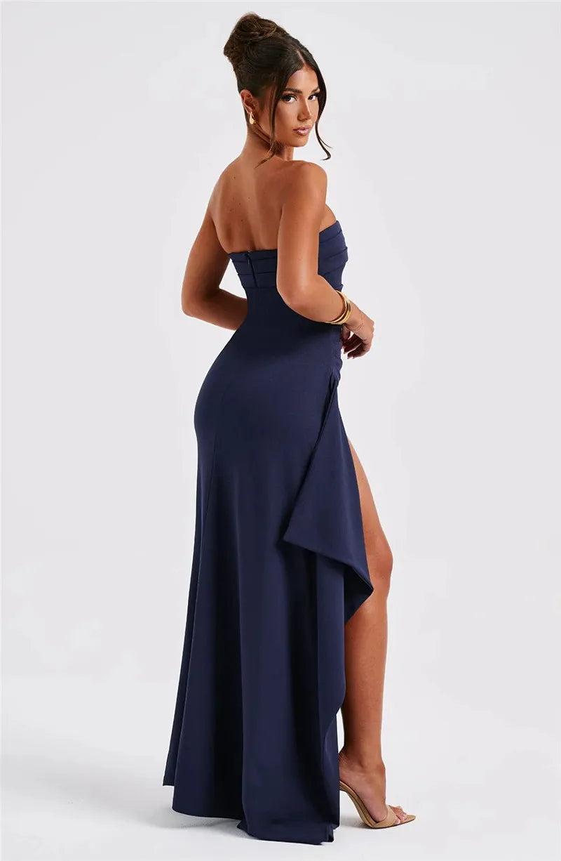AELRED - STRAPLESS SLIT MAXI DRESS