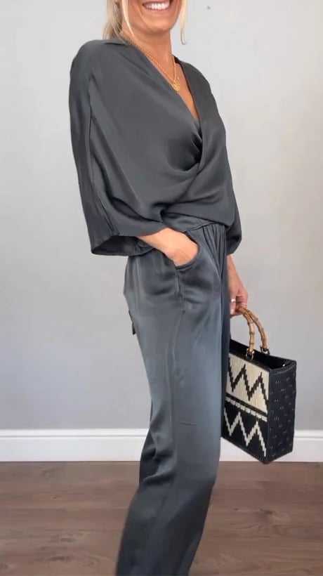 BALENA - FULL SIZE WRAP SURPLICE TOP AND PANTS