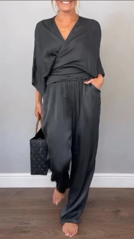 BALENA - FULL SIZE WRAP SURPLICE TOP AND PANTS