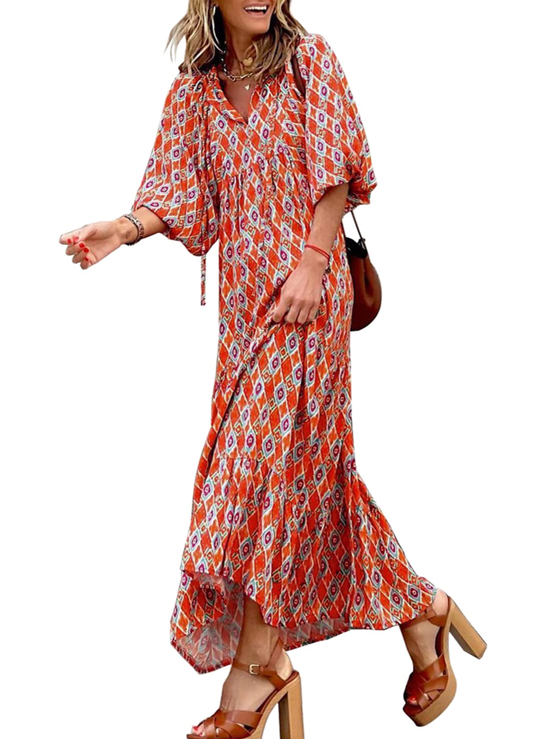 ROMINA - BOHO CHIC PUFF SLEEVE MAXI