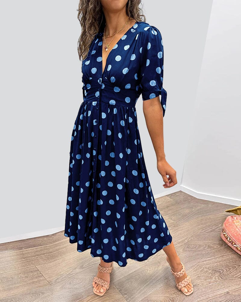 SAINTCLAIR - SWEETHEART DEEP V POLKA DOT DRESS
