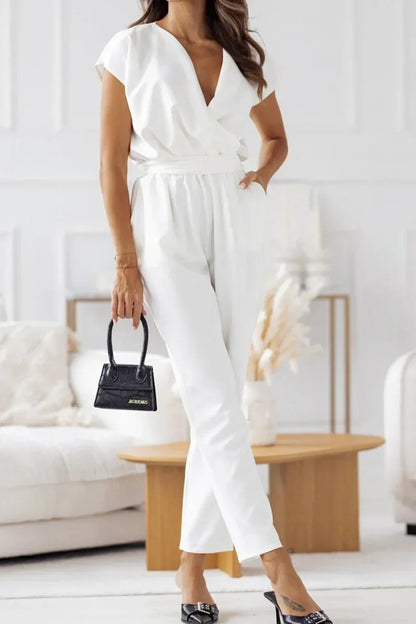 ARRIANE - SHORT SLEEVE WRAP JUMPSUIT