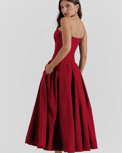 EMERSYN - ELEGANT STRAPLESS DEEP V-NECK GALA DRESS