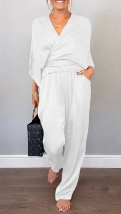 BALENA - FULL SIZE WRAP SURPLICE TOP AND PANTS