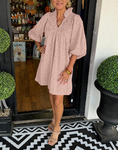 RUCILLA - PUFF SLEEVE LEAF MINI DRESS