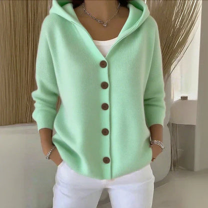TYRA - PILLOW HOODED KNIT CARDIGAN