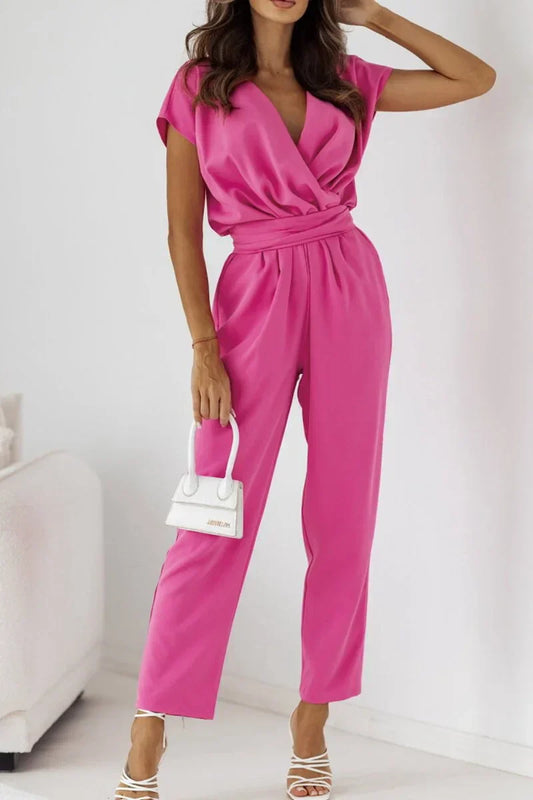 ARRIANE - SHORT SLEEVE WRAP JUMPSUIT