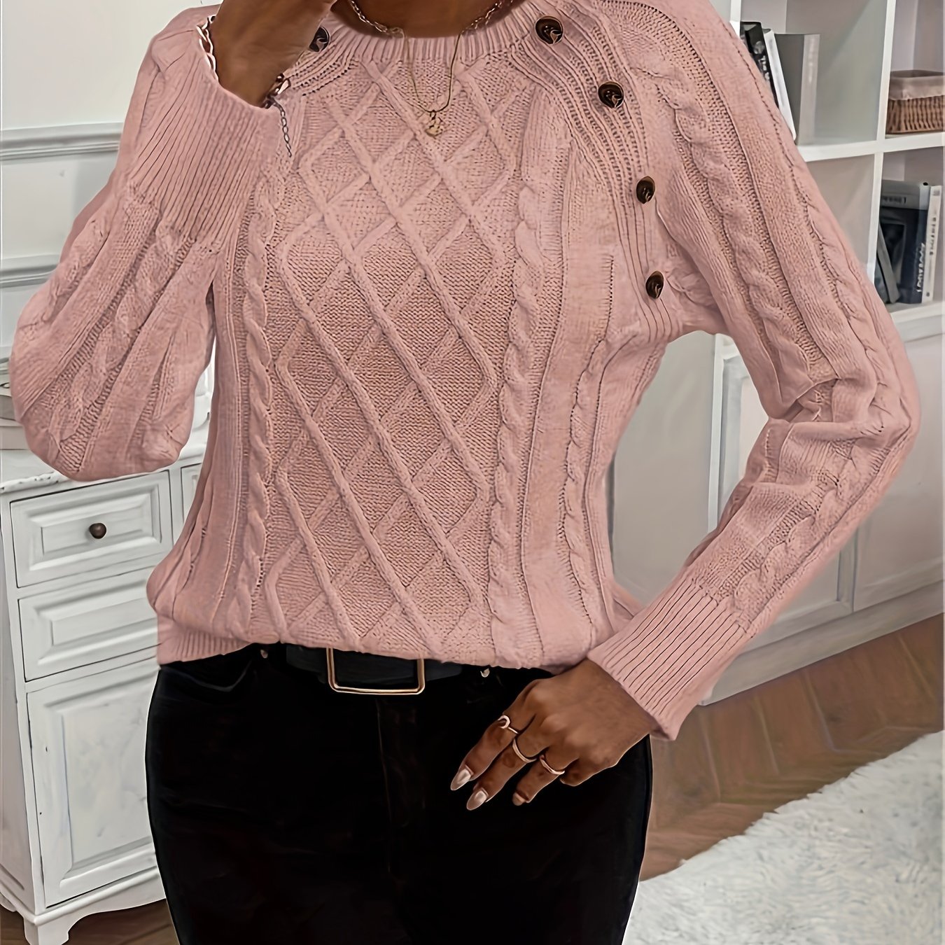 Evy | Plain Knitted Cable Sweater