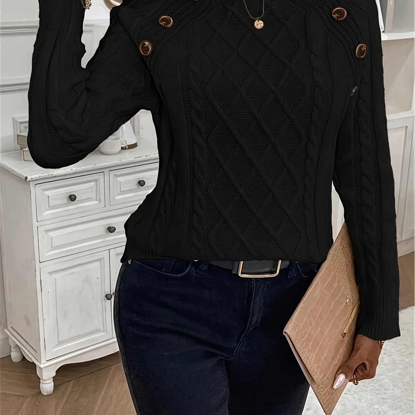 Evy | Plain Knitted Cable Sweater