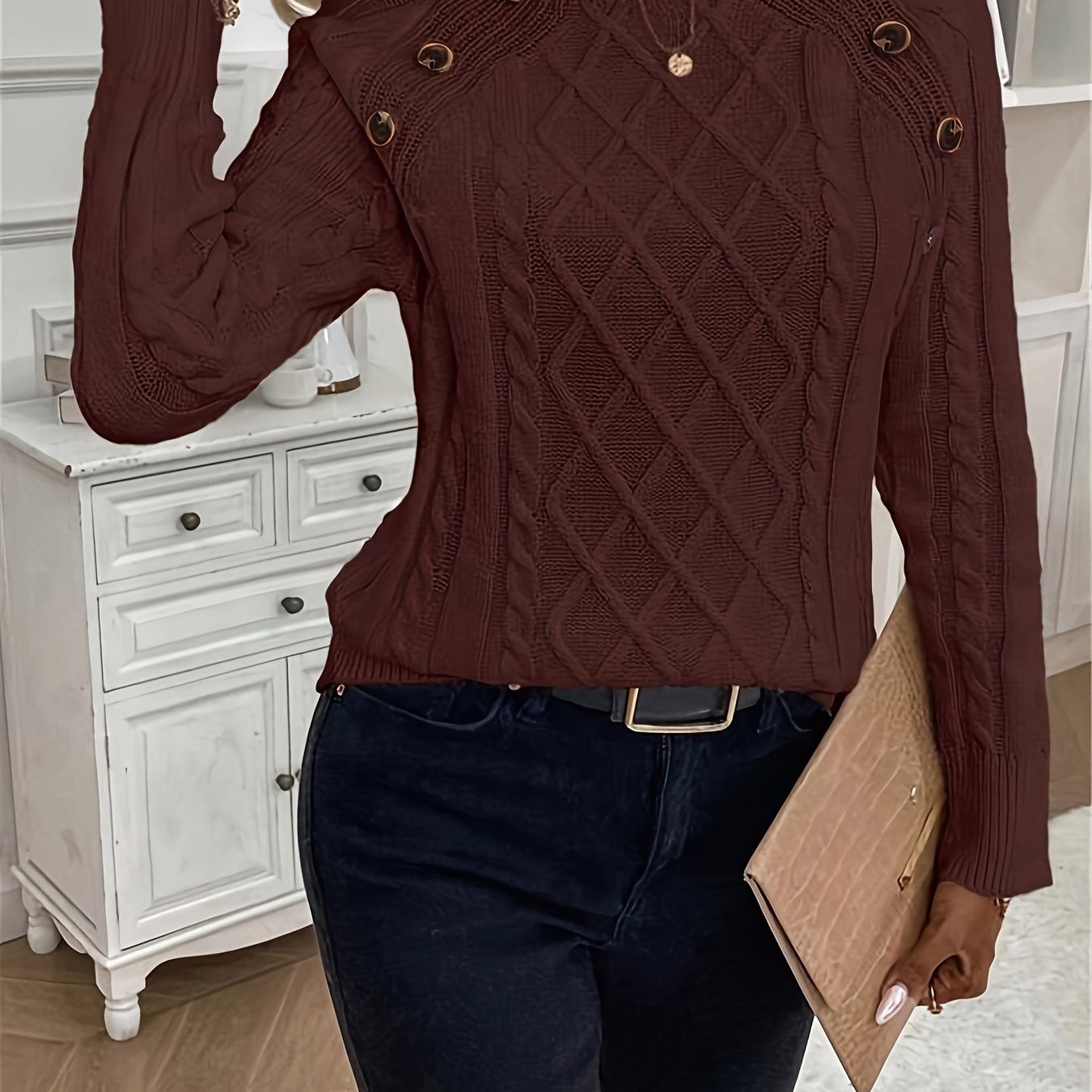 Evy | Plain Knitted Cable Sweater