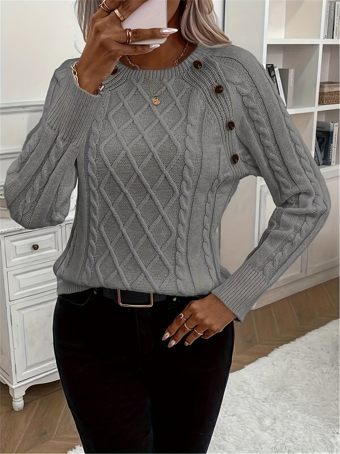 Evy | Plain Knitted Cable Sweater