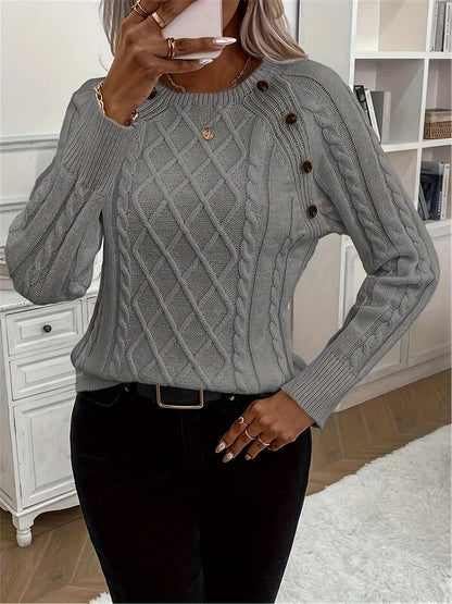 Evy | Plain Knitted Cable Sweater