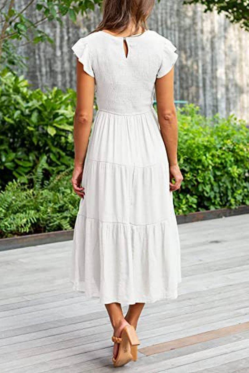 MARINEL - SHIRRED ELEGANCE MIDI DRESS