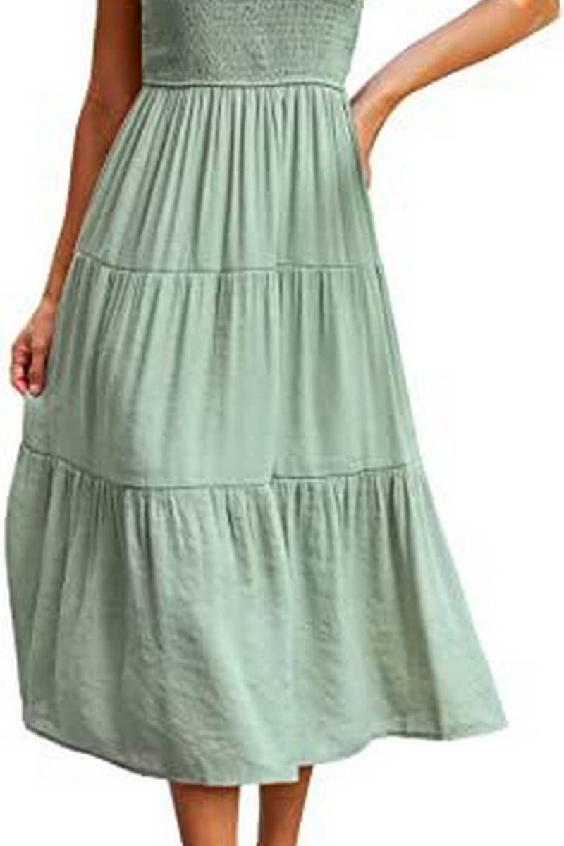 MARINEL - SHIRRED ELEGANCE MIDI DRESS