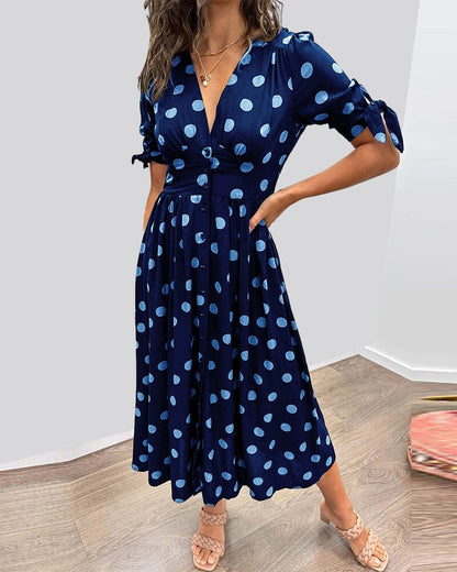 SAINTCLAIR - SWEETHEART DEEP V POLKA DOT DRESS