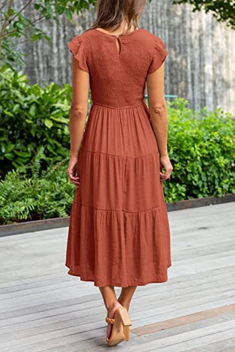 MARINEL - SHIRRED ELEGANCE MIDI DRESS