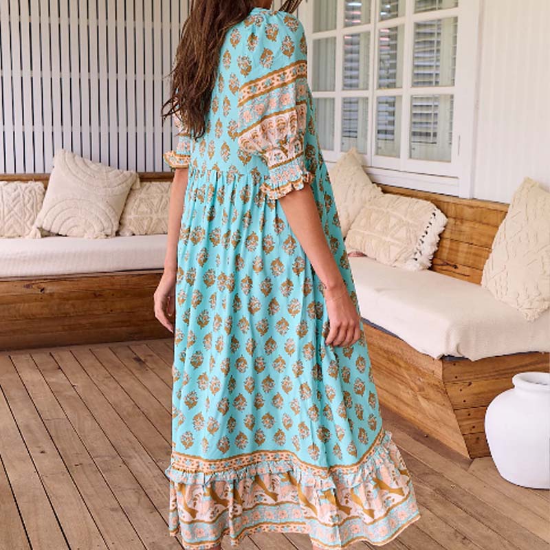 LENNOX - FLORAL V-NECK EMPIRE WAIST DRESS