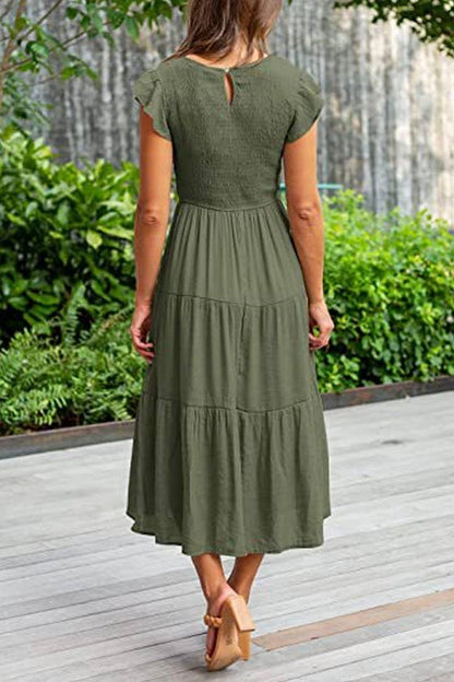 MARINEL - SHIRRED ELEGANCE MIDI DRESS