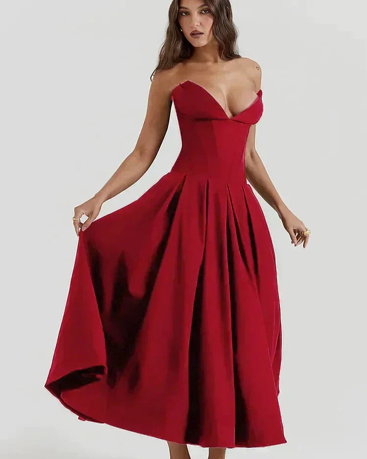 EMERSYN - ELEGANT STRAPLESS DEEP V-NECK GALA DRESS
