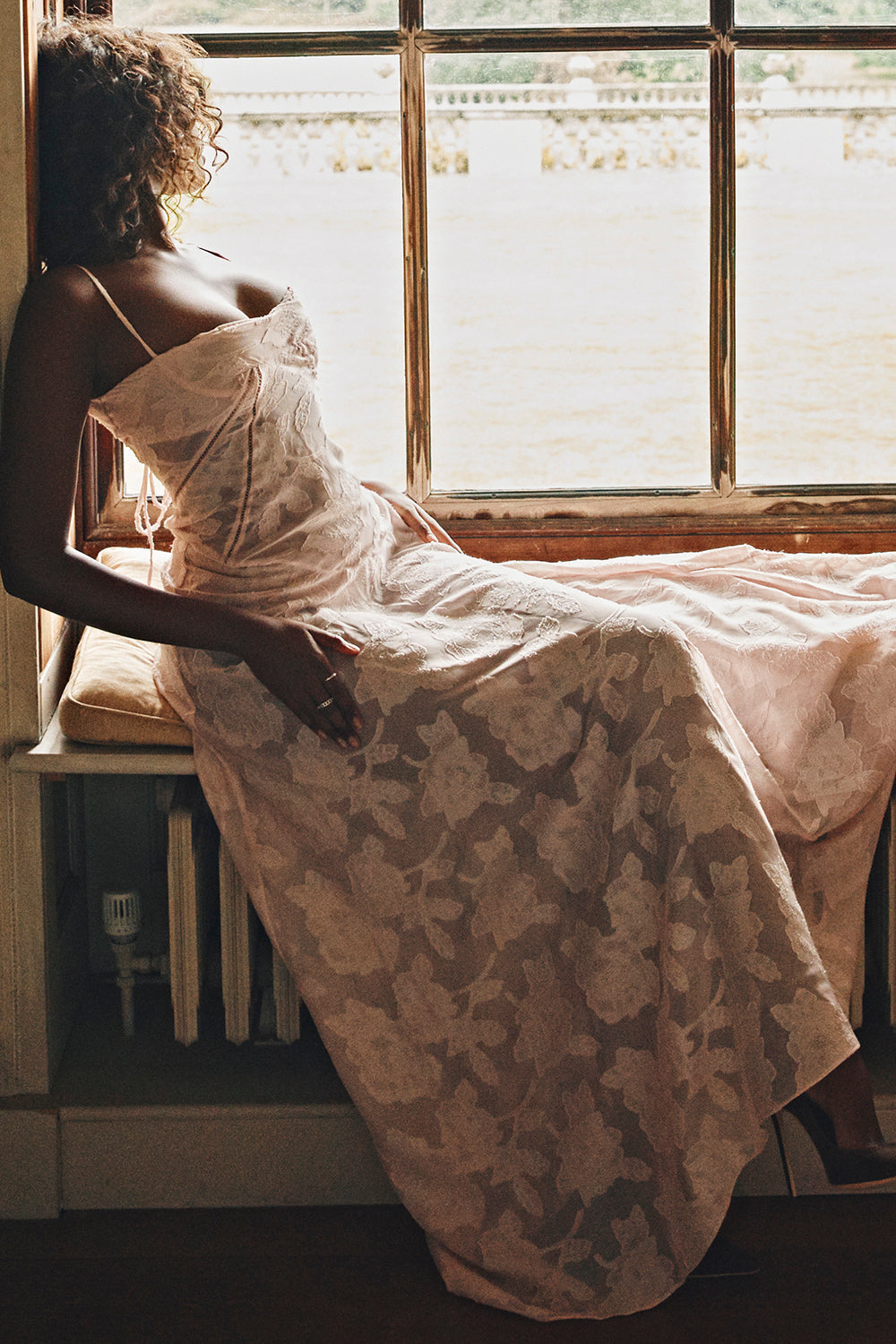 MELISSA - LACE UP FLORAL BACK MAXI GOWN