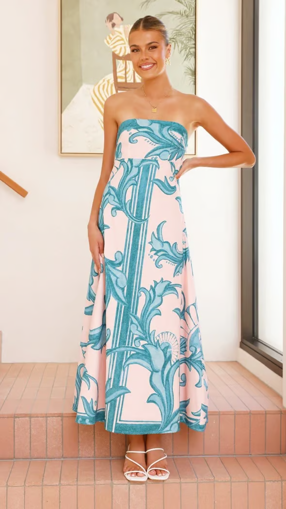 Eya - Elegant Floral Printed Maxi Dress