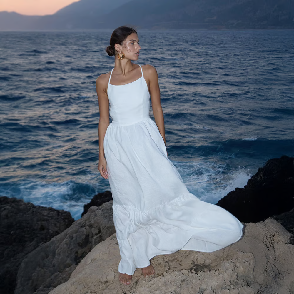 Sandi - Sexy backless with tie straps Maxi Dress