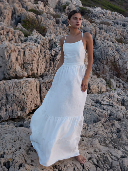 Sandi - Sexy backless with tie straps Maxi Dress