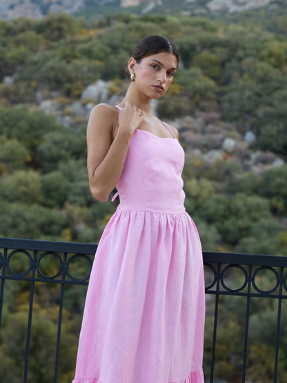 Sandi - Sexy backless with tie straps Maxi Dress