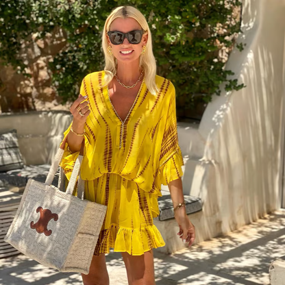 VICKY - OMBRE MINI DRESS WITH PUFF SLEEVES