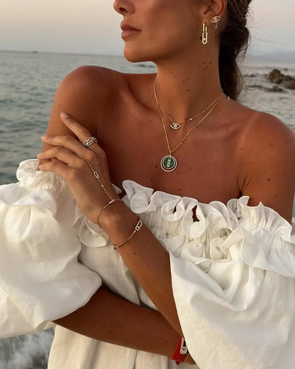 Gracie - Off Shoulder Puff Sleeve Maxi Dress