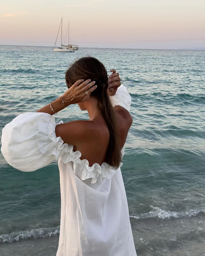 Gracie - Off Shoulder Puff Sleeve Maxi Dress