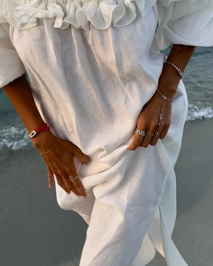 Gracie - Off Shoulder Puff Sleeve Maxi Dress