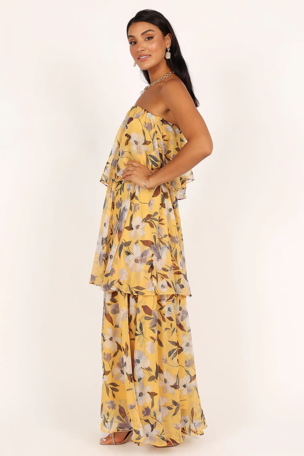 Chelsea - Off Shoulder Bandeau Printed Tiered Maxi Dress