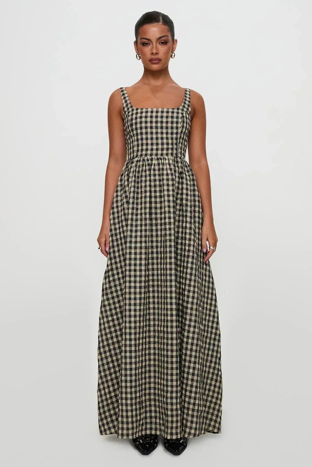 HARLEE - BOLD CHECKERED MAXI DRESS STYLE